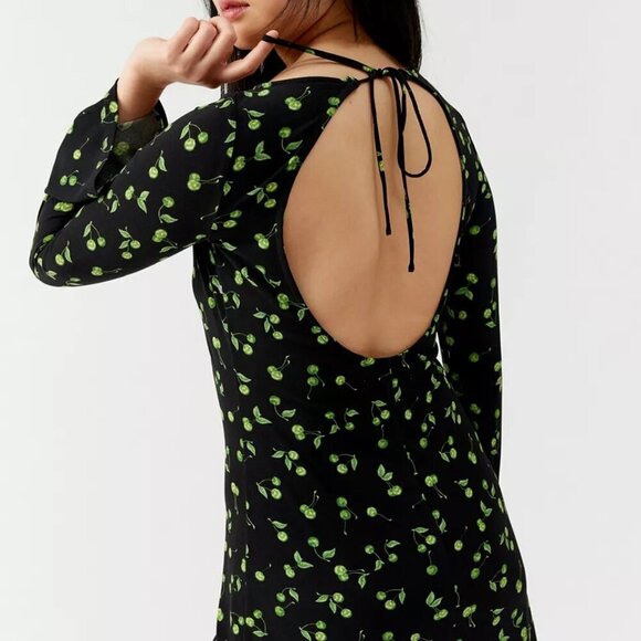 NWT Urban Outfitters Sammie Cherry Print Open Back Mini Dress - Picture 2 of 8